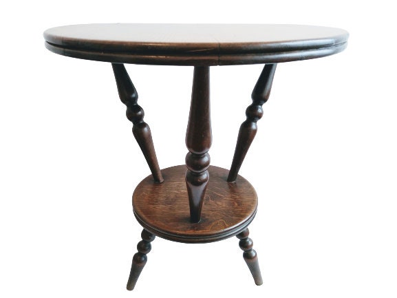 Vintage Français Wooden Brown Natural Wood Moyen Circulaire Side Table Stand Rest Plinth Prop Circa 