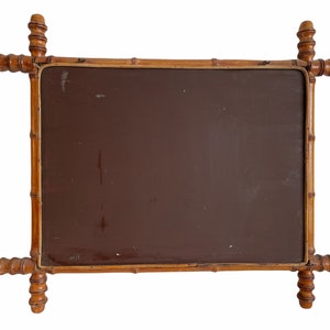 Vintage French Wooden Wood Bamboo Look Wall Hanging Mirror Wood Glass Decorative Bathroom Cloakroom Hallway circa 1930-40's / EVE image 7