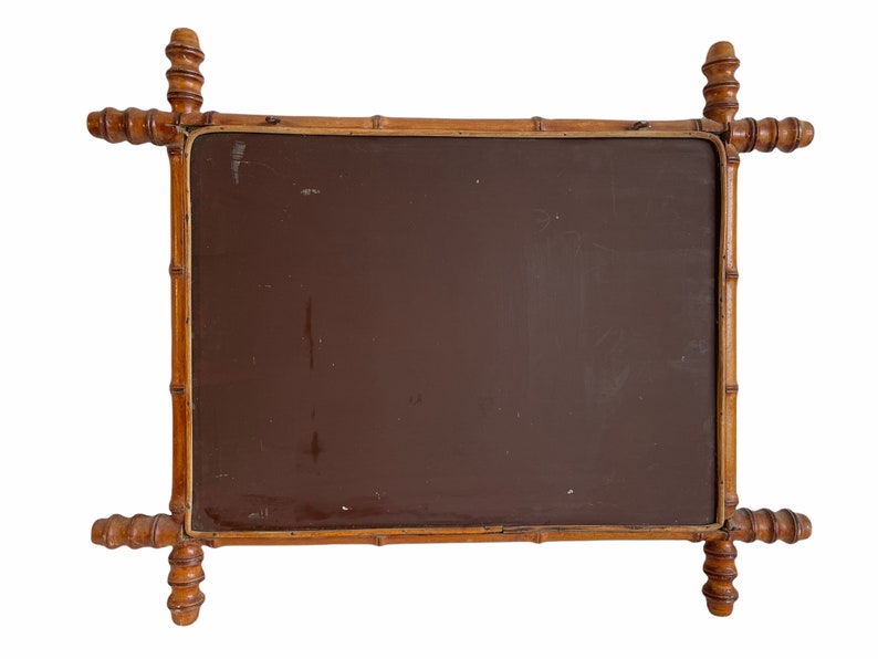 Vintage French Wooden Wood Bamboo Look Wall Hanging Mirror Wood Glass Decorative Bathroom Cloakroom Hallway circa 1930-40's / EVE image 7