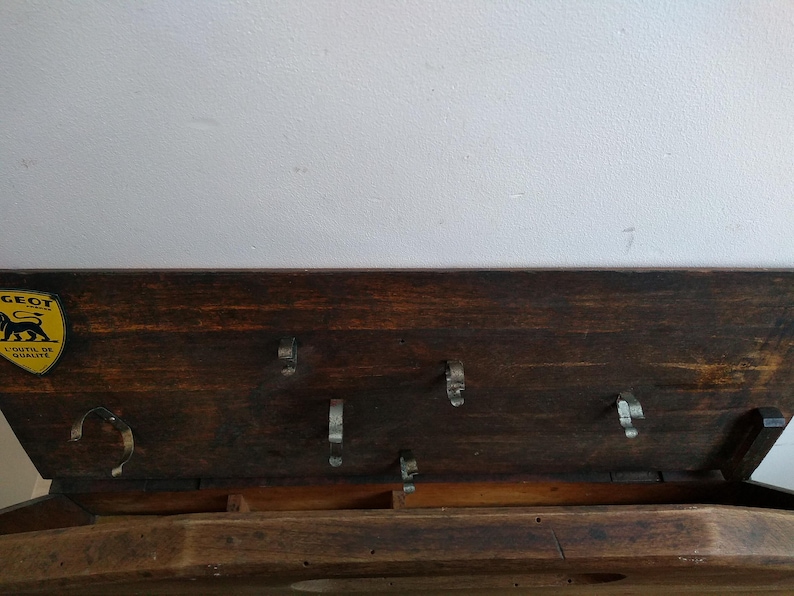 Vintage French Hand Made Wooden Wood Craft Tool Portable Carry Carrying Case Box Carry Stand Display Toolbox circa 1940-50's / EVE de France image 6