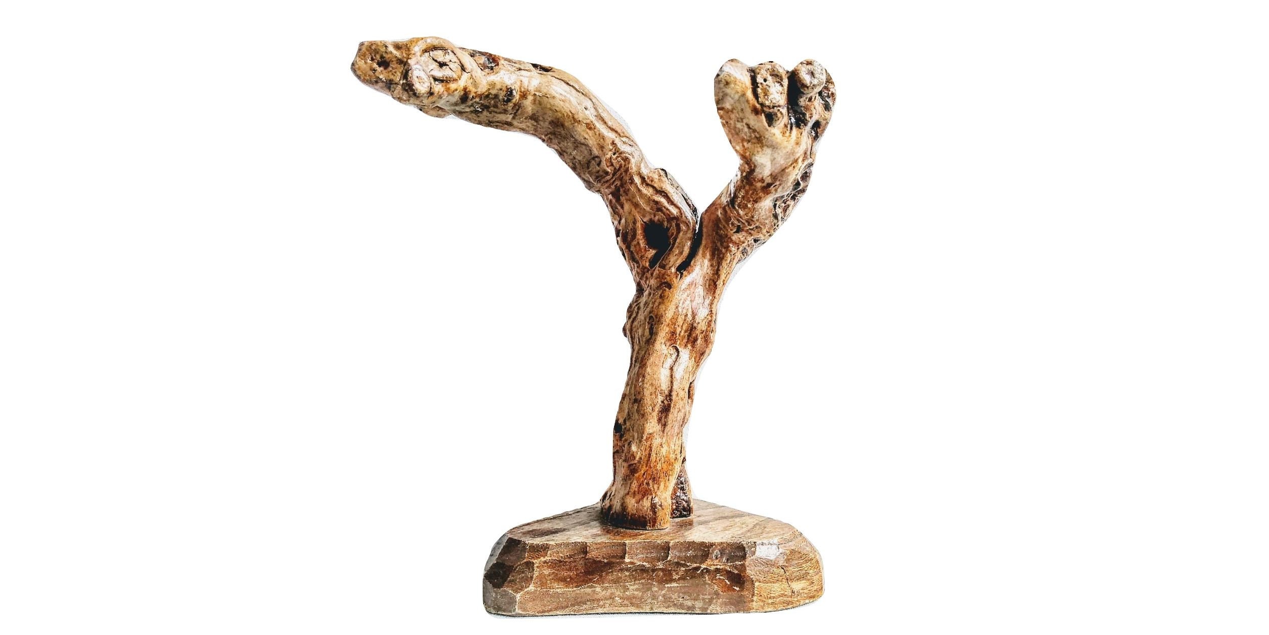 Vintage Français Wood Grape Vine Root Candlestick Candle Stick Holder Display Candles Light Small C1