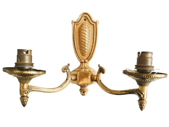 Vintage Français Brass Bronze Wall Hanging Electric Light Lantern Candle Lamp Ornement Décor Design 
