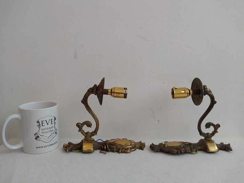 Vintage French Brass Bronze Wall Hanging Electric Light Etsy