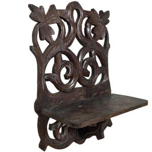 Antique French Small Folding Wall Mounted Wooden Shelf Support Display Wall Hanging Display Decor Finishing circa 1950&#39;s / EVE