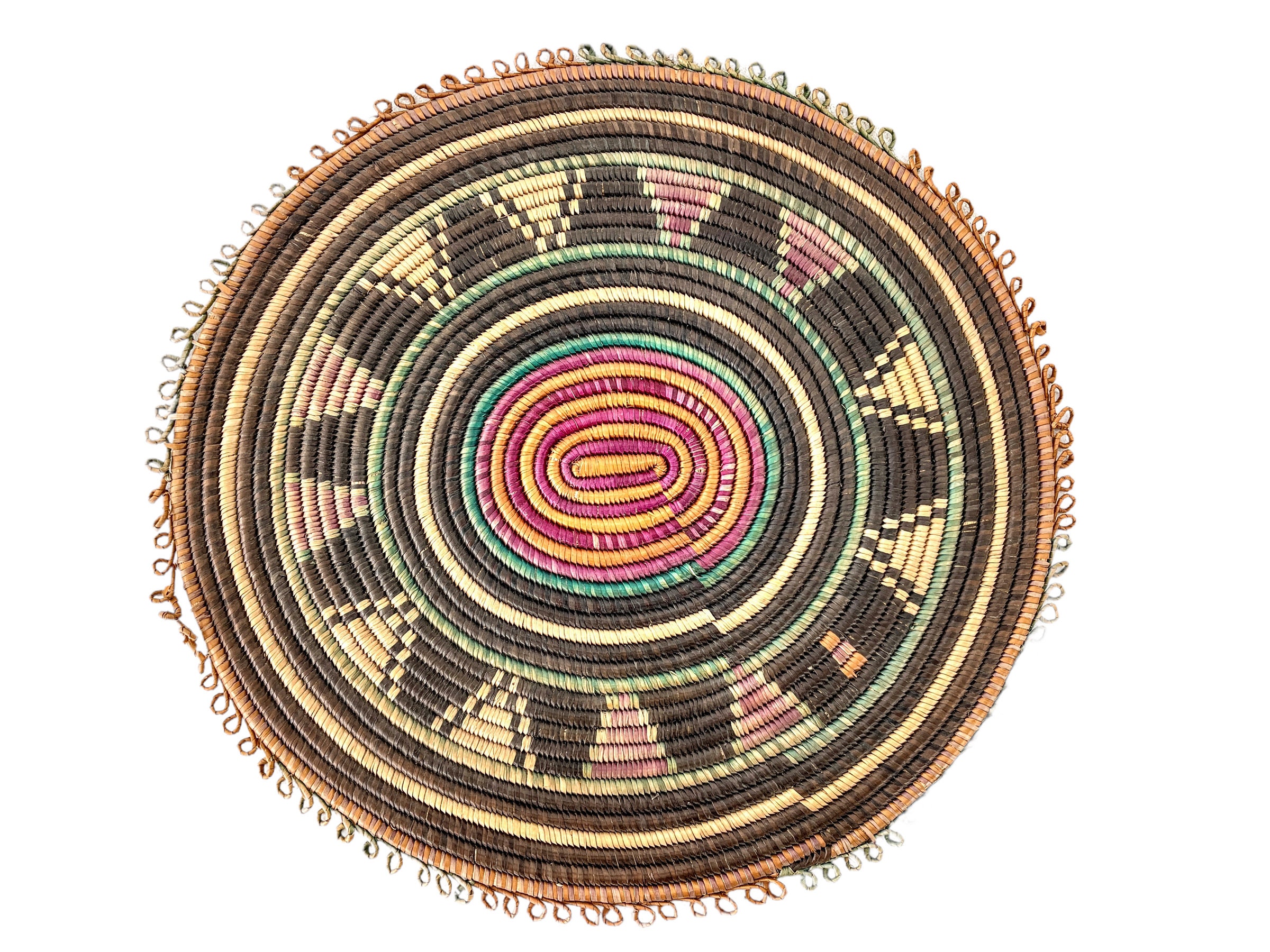 Vintage African Woven Circular Raffia Placemat Place Mat Plate Tray ...
