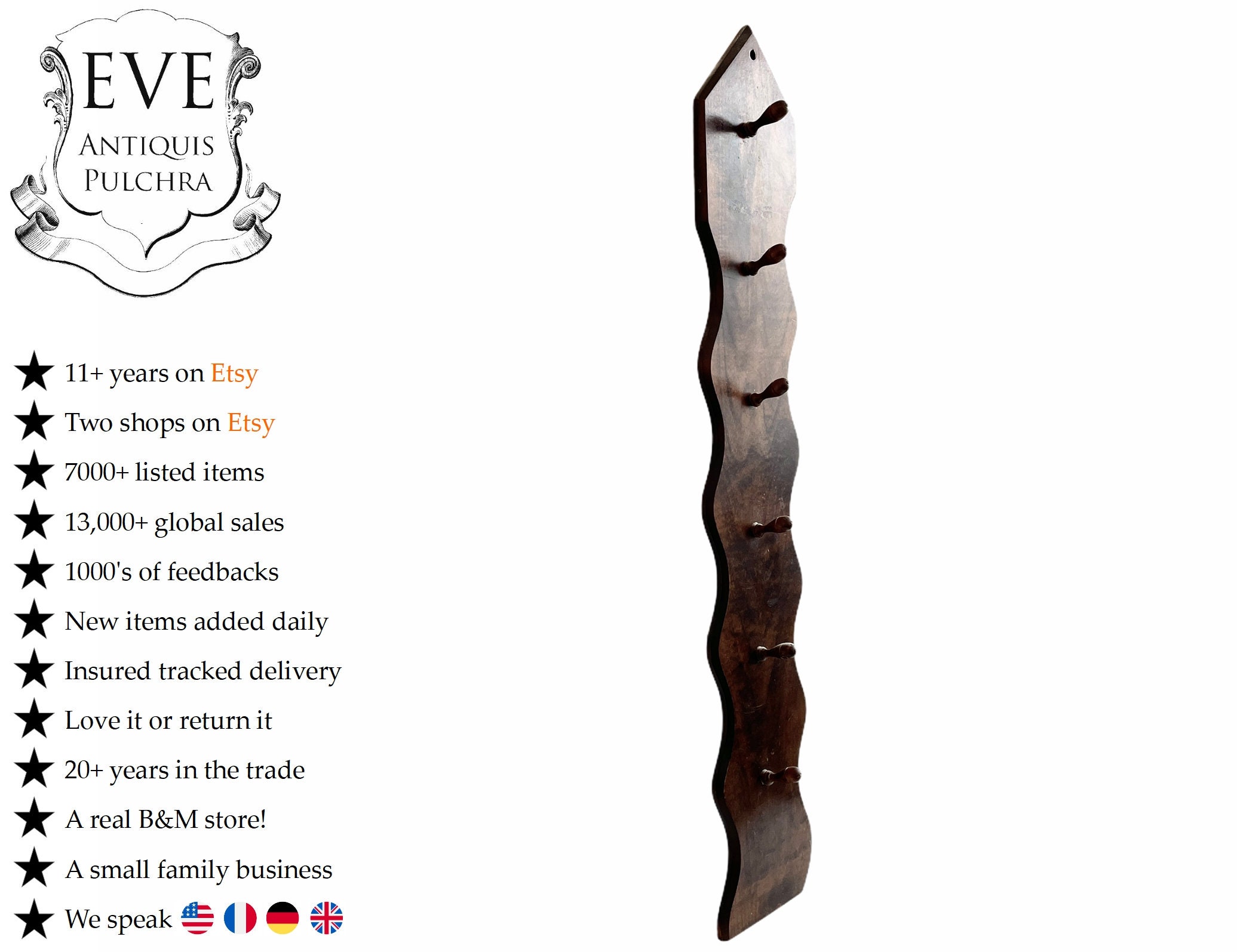 Vintage Français Mug Cup Hanger Home Made Rustic Rural Storage Solution Knob Hook Coat Decor Display