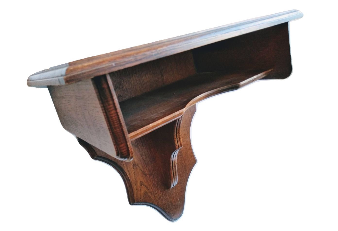 Vintage Français Wooden Natural Varnished Wood Wall Hanging Telephone Shelf Storage Chest Display Ca