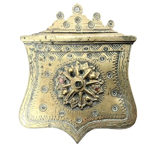 Antique Ottoman Turkish Greek Cartouchière Belt Storage Box Wallet Pouch Brass Jewellery Jewelry Trinket Box Gift c1900's / EVE de France