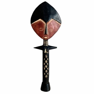 Vintage African Puppe De Ghana Ashanti Akuaba Fertility Doll Pouppee Face Idol Primitive Art Carving Sculpture c1980-90&#39;s / EVE of England