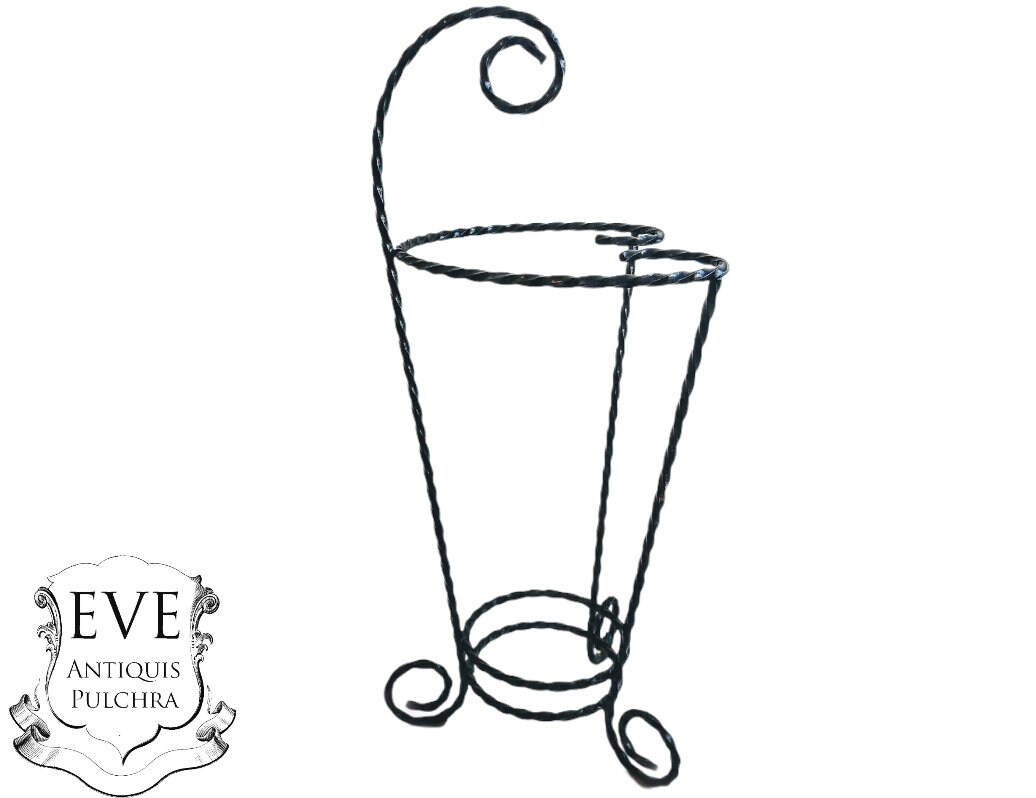 Vintage Français Twisted Iron Umbrella Walking Stick Stand Container Pot Storage Doorway Hallway Dec