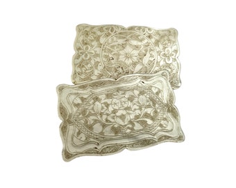 Antique Chinese Mother Of Pearl Large Curvy Edged Rectangular Gaming Chip Counter Token Decor Collection PRICED INDIVIDUALLY c1850s / EVE