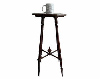 Antique French Wooden Brown Natural Wood Tall Side Table Stand Display Rest Plinth Prop Furniture Decor circa 1910-1920's / EVE de France