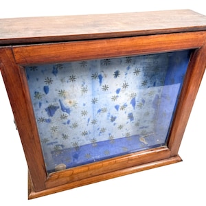 Antique French Wood Wooden Display Cabinet Case Display Ornament Storage Box Stand Decor c1910-20's / EVE