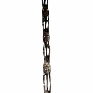 Vintage African Large Totem Pole Mask Face Statue Figurine Primitive Carving Sculpture Wooden Primitive Tribal Art c1960-70&#39;s / EVE