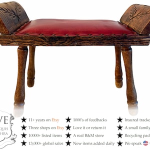 Vintage French Wooden Brown Red Bergundy Padded Cushioned Stool Footrest Foot Rest Natural Wood Rest c1960-70&#39;s / EVE
