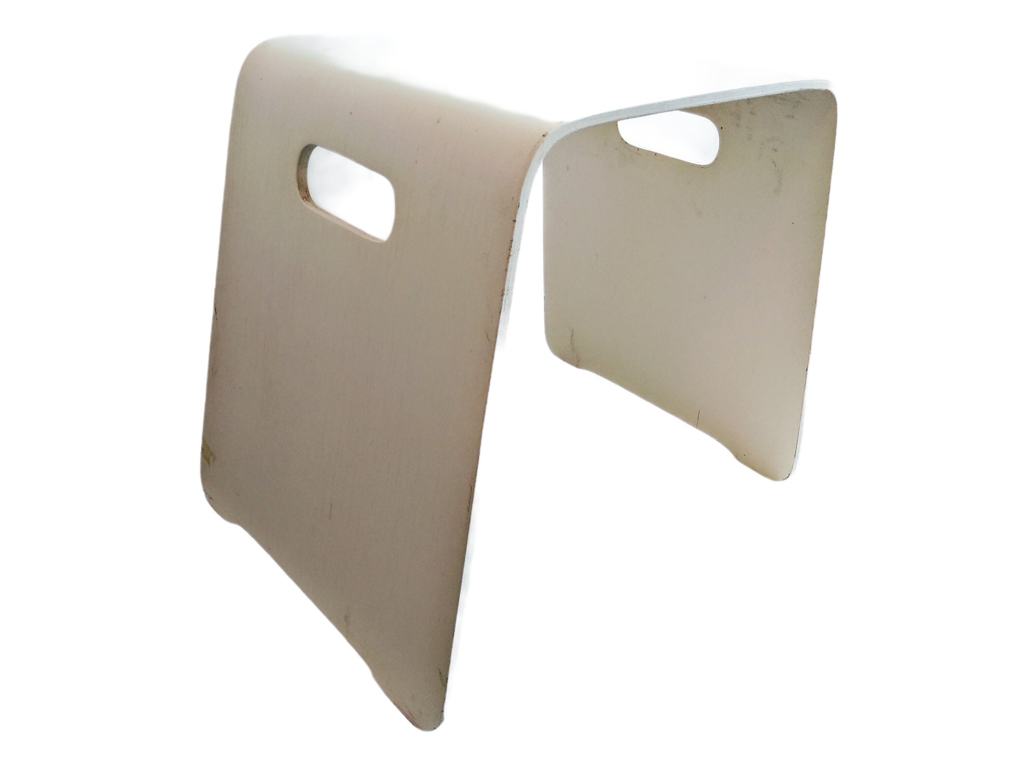 Vintage Danois Bois Contreplaqué Grand Tabouret Blanc Chaise Stand Affichage Repos Socle Sièges Meub