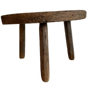 Antique French Traditional Three Leg Milking D Stool Wooden Brown Wood ...