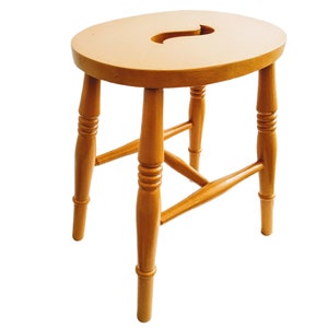 Vintage French Stool Wooden Orange Natural Wood Medium Chair Stand Display Rest Plinth Seating Prop Tabouret circa 1970-1980&#39;s / EVE