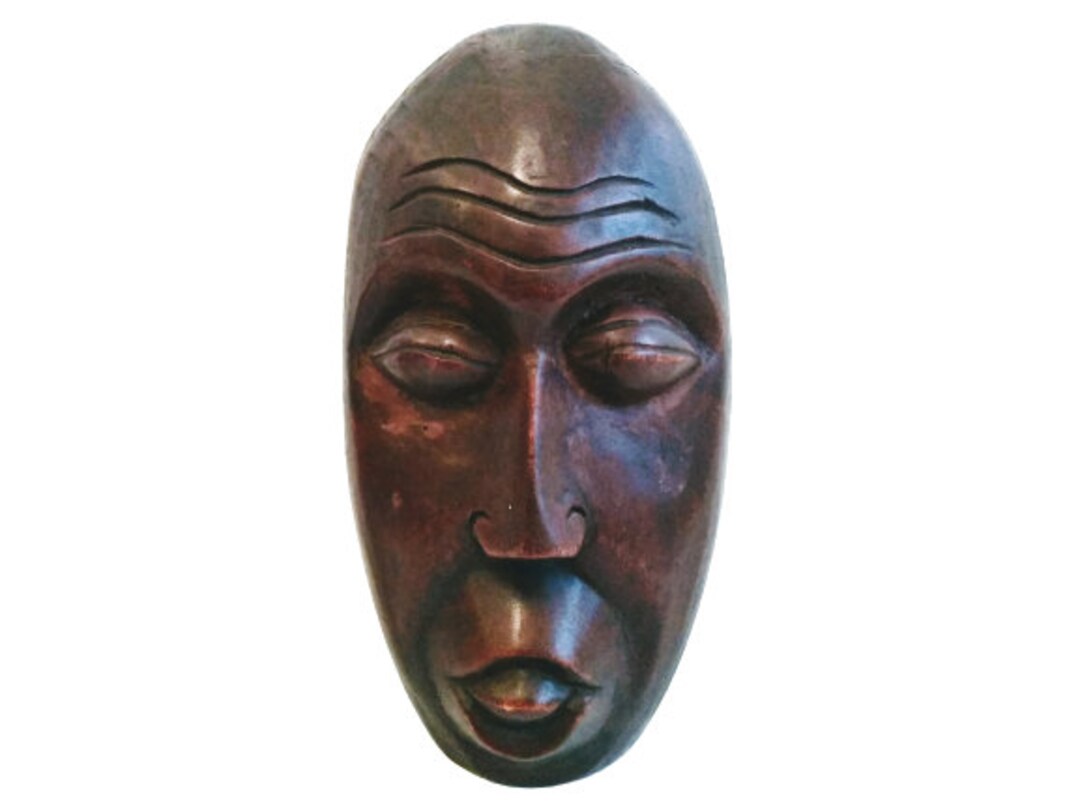 Masque Mural Tribal Ancien – Sculpture Sur Bois – Déco Ethnique