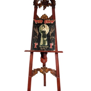 Vintage Asian Large Poster Sign Document Menu Stand Wood Wooden  Display Sign Shop Window Display Presentation c1970-80's / EVE