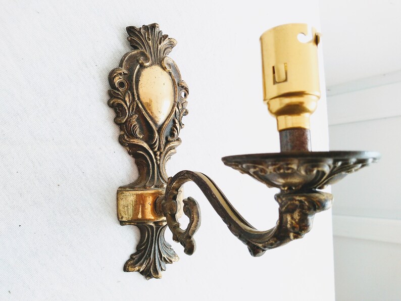 Vintage French Brass Bronze Wall Hanging Electric Light Etsy