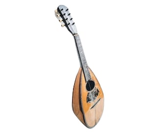 Instrumento musical de cordas de bandolim francês vintage feito à mão, colecionador de antiguidades de madeira, acessório único para exibição, década de 1920-40 / EVE de France