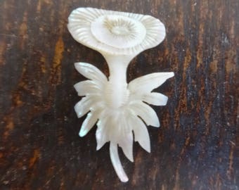 Antique Chinese INDIVIDUAL Mother Of Pearl Applique Flower Floral Decor Hand Carved Engraved Others Available c1800-1850's / EVE