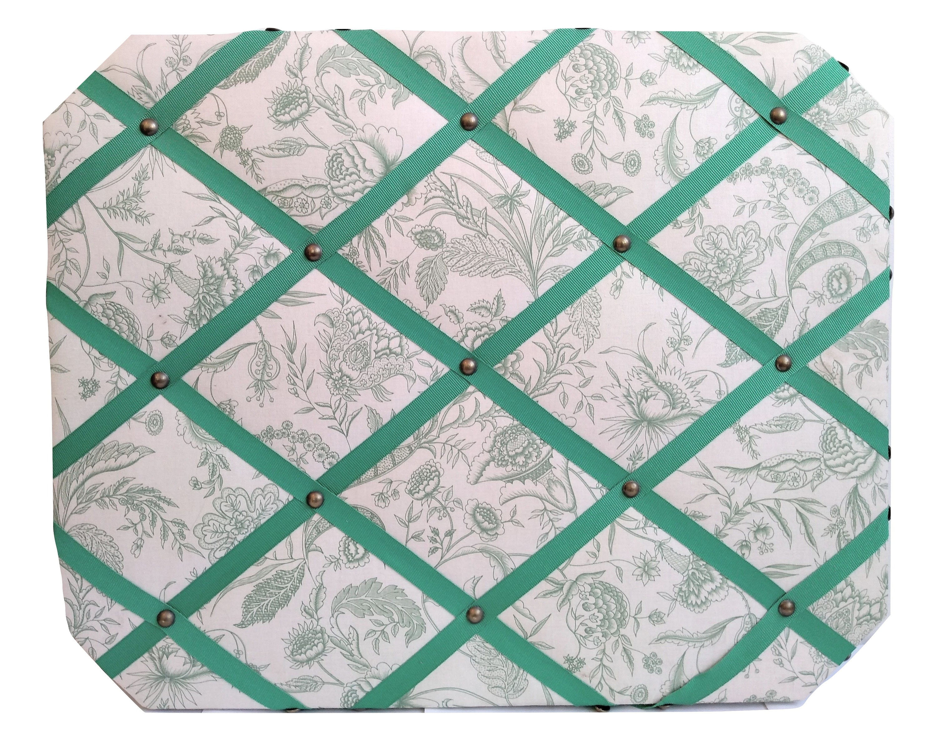 Vintage Français Hand Made Pin Strap Note Card Board Store Wall Storage Display Hanging Green White 