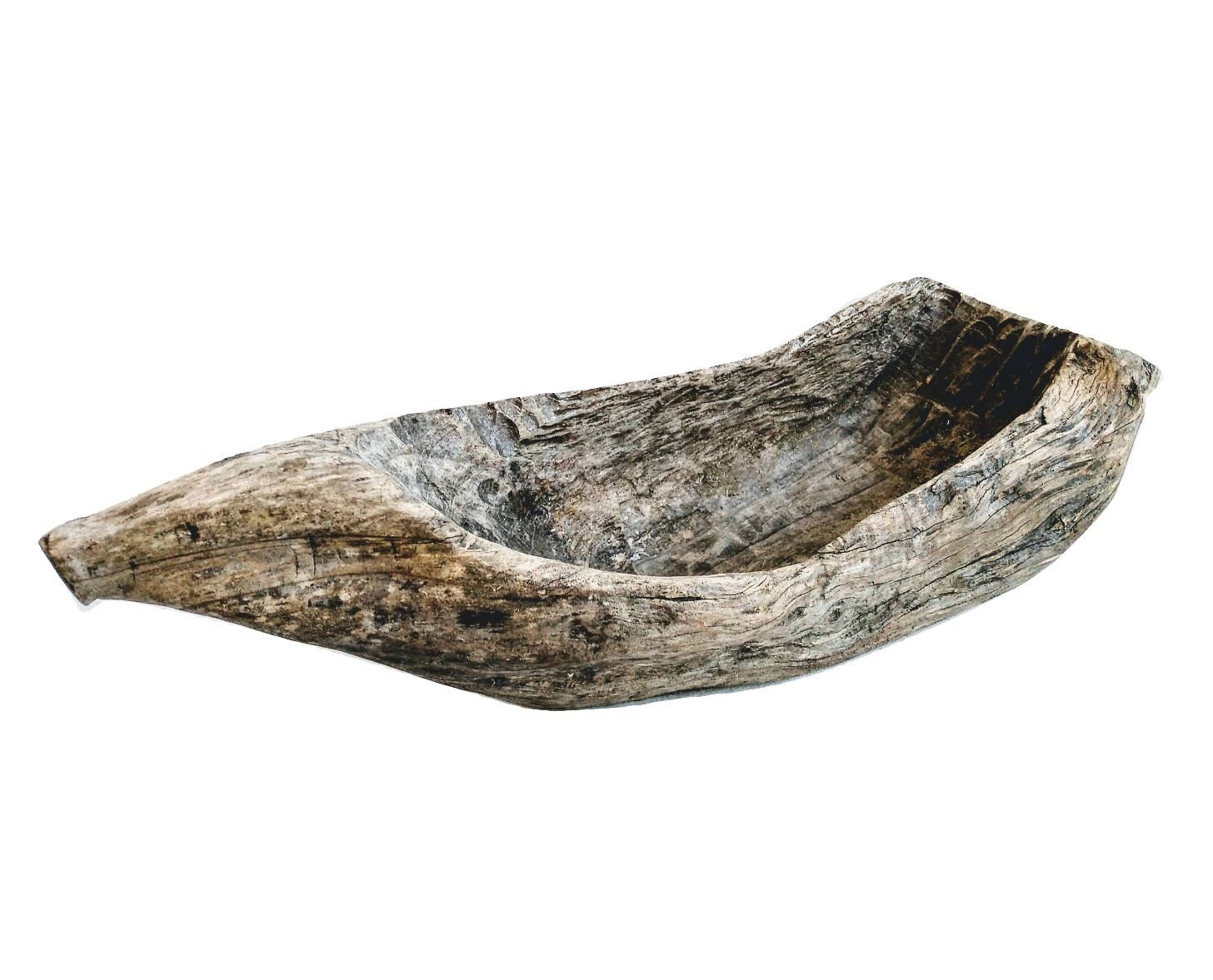 Vintage Français Grossièrement Taillé Bois Sculpté Branche Bûche Servant Fruit Bowl Plat Table Pièce