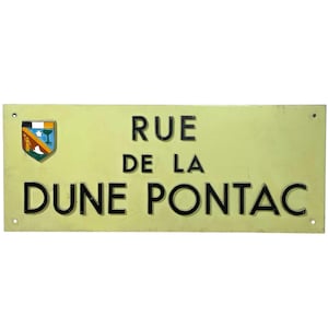 Vintage French Metal Original Street Sign Rue De La Dune Pontiac Metal Road Display Promotional c1990-2000 / EVE