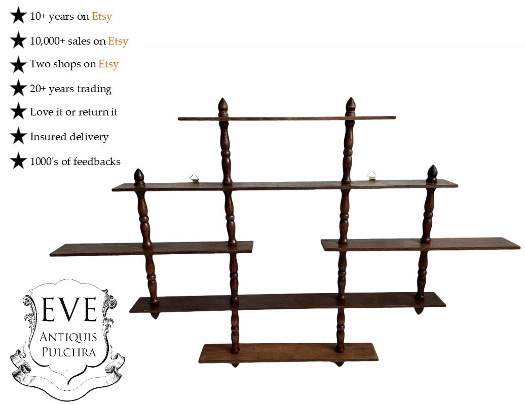 Vintage Français Bois Brun Foncé Naturel Petit Étagère Mur Stand Affichage Plinth Vers 1980-1990/Eve