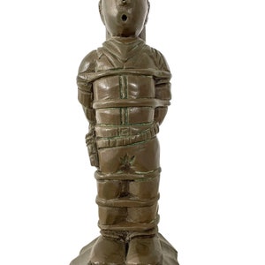 Vintage French Tin Tin Tied To Post Ornament Figurine Model Display Souvenir TinTin c1980's / EVE