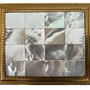 Vintage French Powder Compact Case With Mother Of Pearl Decorated Lid Make Up Storage c1970-80&#39;s / EVE
