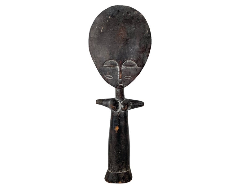 Vintage African Puppe Ashanti Akuaba Fertility Doll Pouppee Ghana Face Idol Primitive Art Carving Sculpture c1960-70's / EVE of England image 1