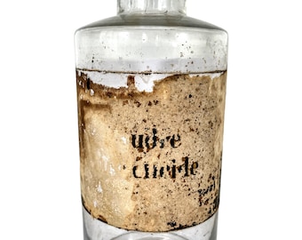 Antique French Apothecary Glass Bottle Pharmacy Medical Chemist Laboratory Bottle Decanter Storage c1910-20's / EVE