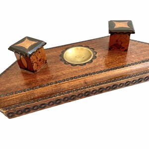 Soporte para bolígrafos de tinta africana vintage para escritorio, soporte para lápices, accesorio de ayuda, regalo tradicional de oficina de c1950-60 / EVE de France