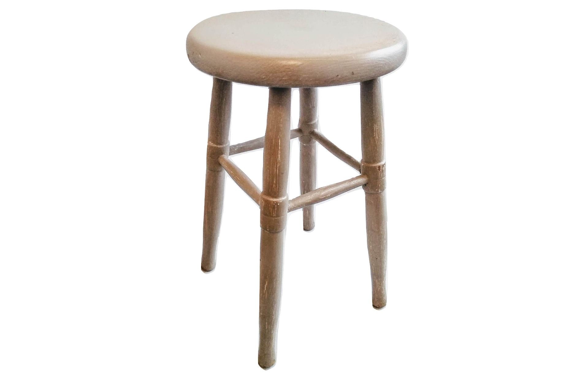 Vintage Français Tabouret Peint Champignon Couleur Bois Petit Chaise de Traite Stand Présentoir Repo