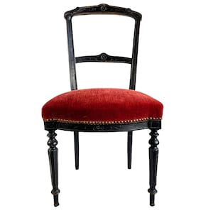 Antique French Napoleon Red Velvet Wooden Wood Padded Chair Stand Display Rest Plinth Seating Prop Decor circa 1900's / EVE