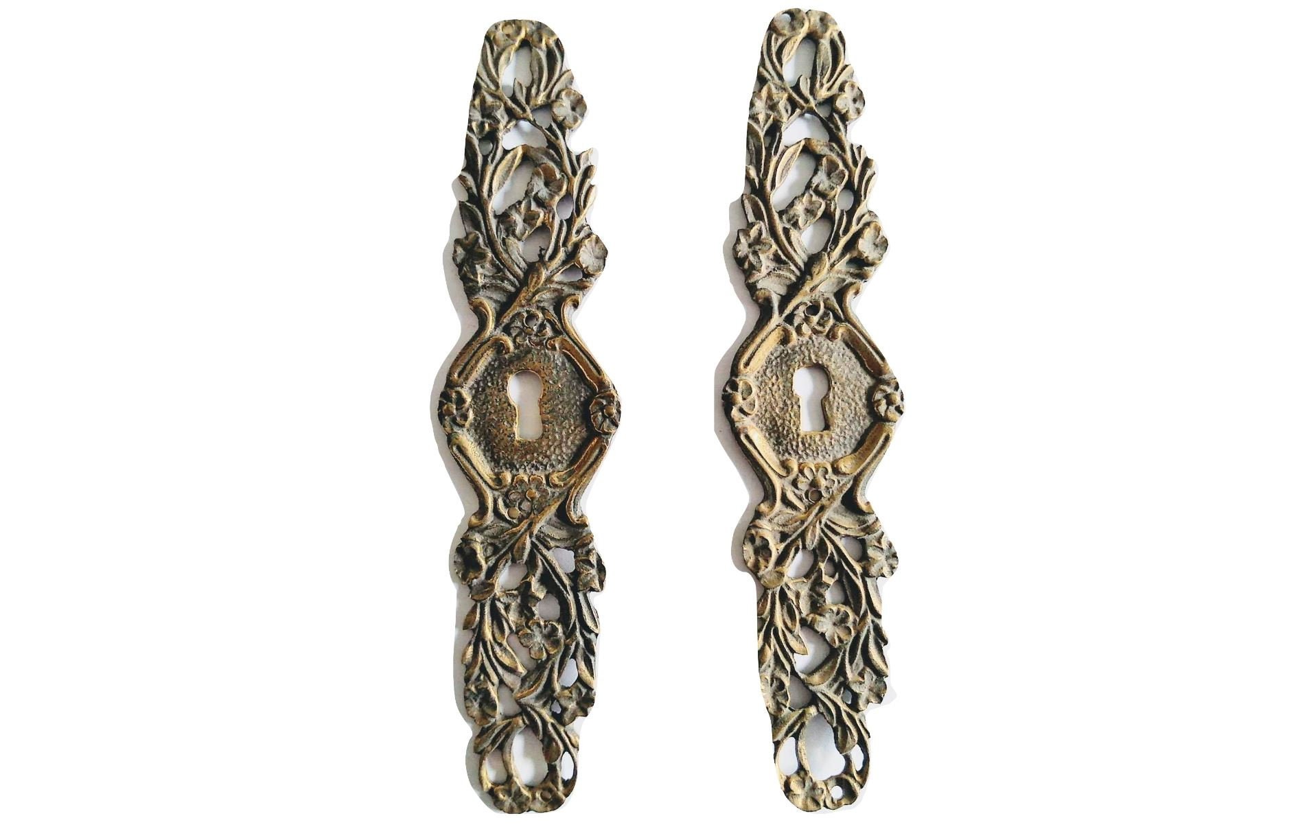 Antique Français Ornate Bronze Brass Metal Key Hole Plate Cover Decor Keyhole Gold Door Furniture De