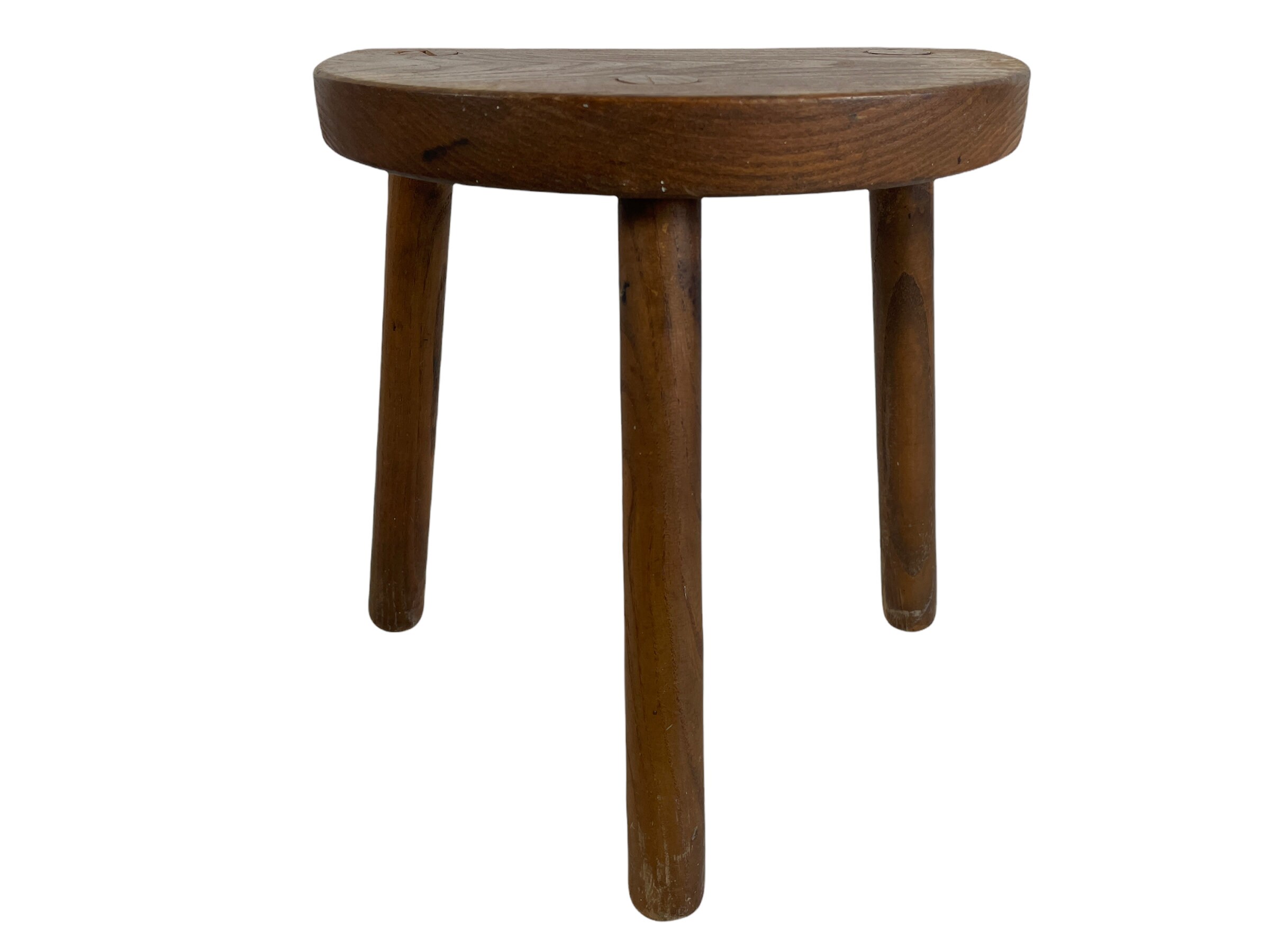 French Oak + Inlaid Wood Vanity Stool, 1960s