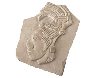 Vintage d'Amérique du Sud Maya Maya, décoration décorative en plâtre, plaque en argile, ornement, décoration, sculpture c1980-90 / EVE