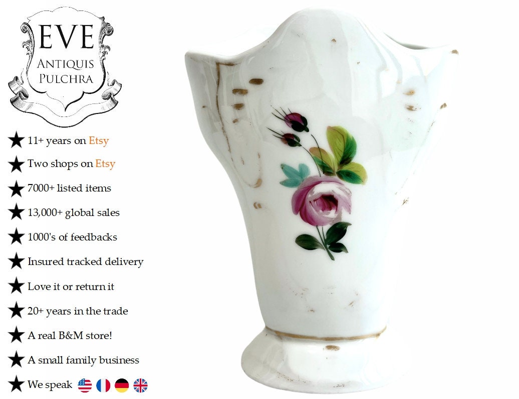 Antique Français Mariage Bud Vase Ceramic Globe de Mariée Mairee Gift Dome Présentation Décorative C