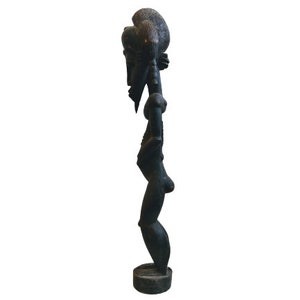 Vintage African Bearded Standing Man Statue Figurine Male Primitive Carving Sculpture Wooden Tribal Art c1980-90&#39;s / EVE