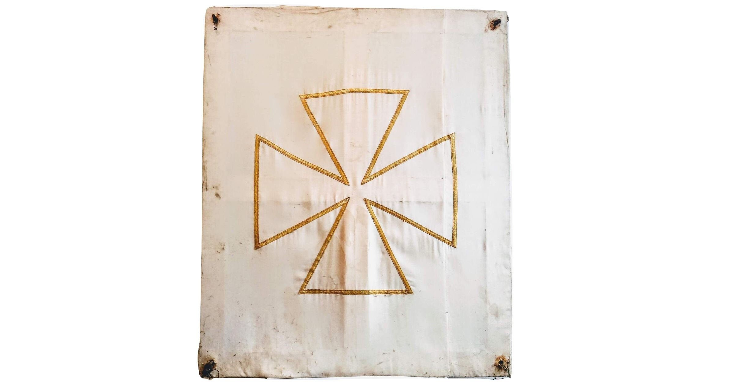 Antique Maltese Cross Church Chapel Cathedral Gold Applique Hanging Framed Wall Decor Religious Arti