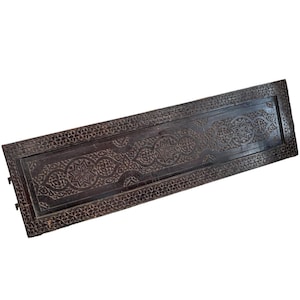 Vintage Indian Wooden Panel Decorative Hand Carved Wall Hanging Furniture Piece Decor c1950-1960&#39;s / EVE