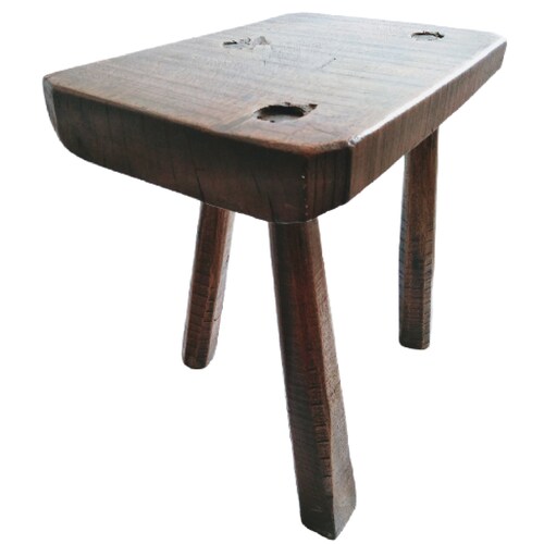 Vintage French Stool Wooden Brown Heavy Natural Wood Small Bench Chair shops Stand Display Rest Plinth Seating Prop Tabouret c1950-60's / EVE