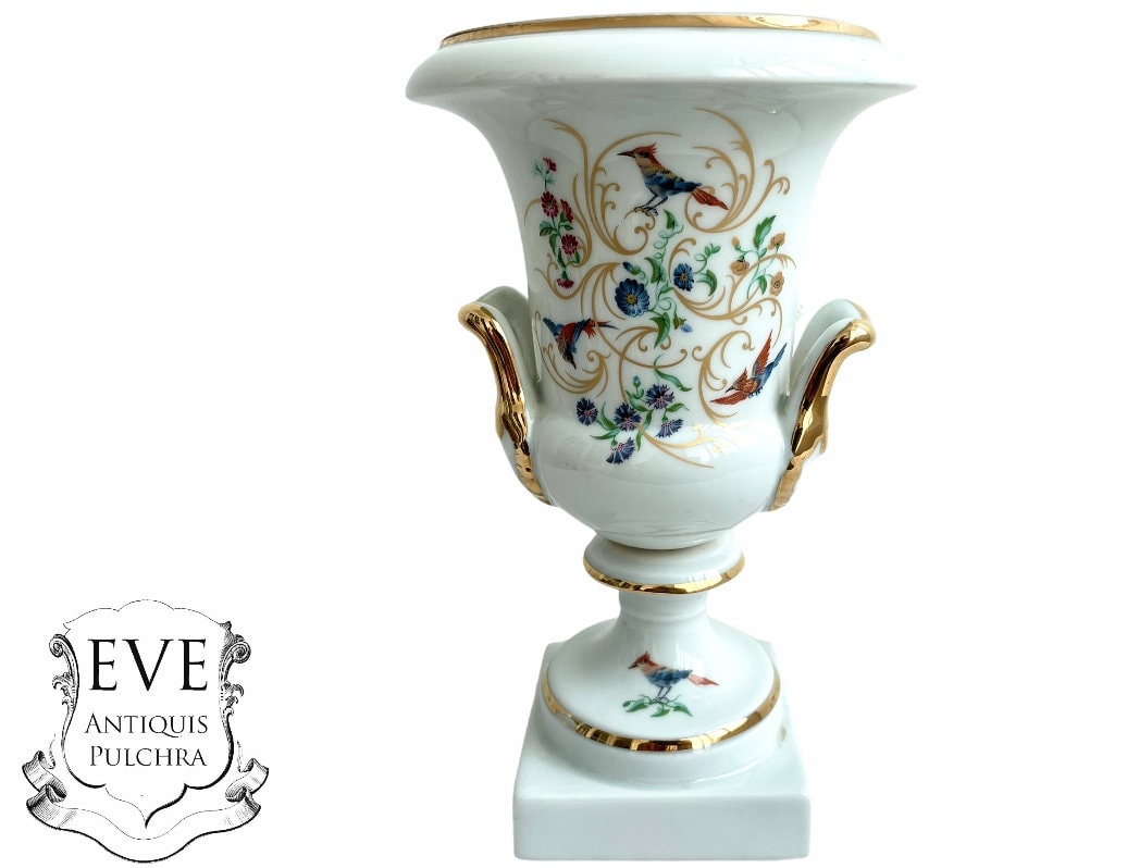 Vintage Français Limoges Porcelaine Blanc Vase Trophée Coupe Urn Pot Jug Conteneur Petit Décor Plant