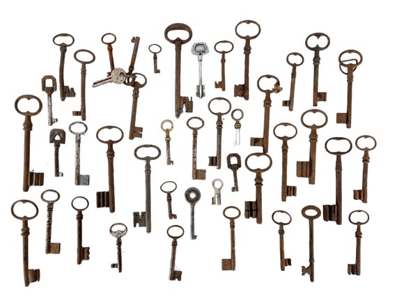 Antique Vintage Keys French Rusty Iron Key Mixed Collection 