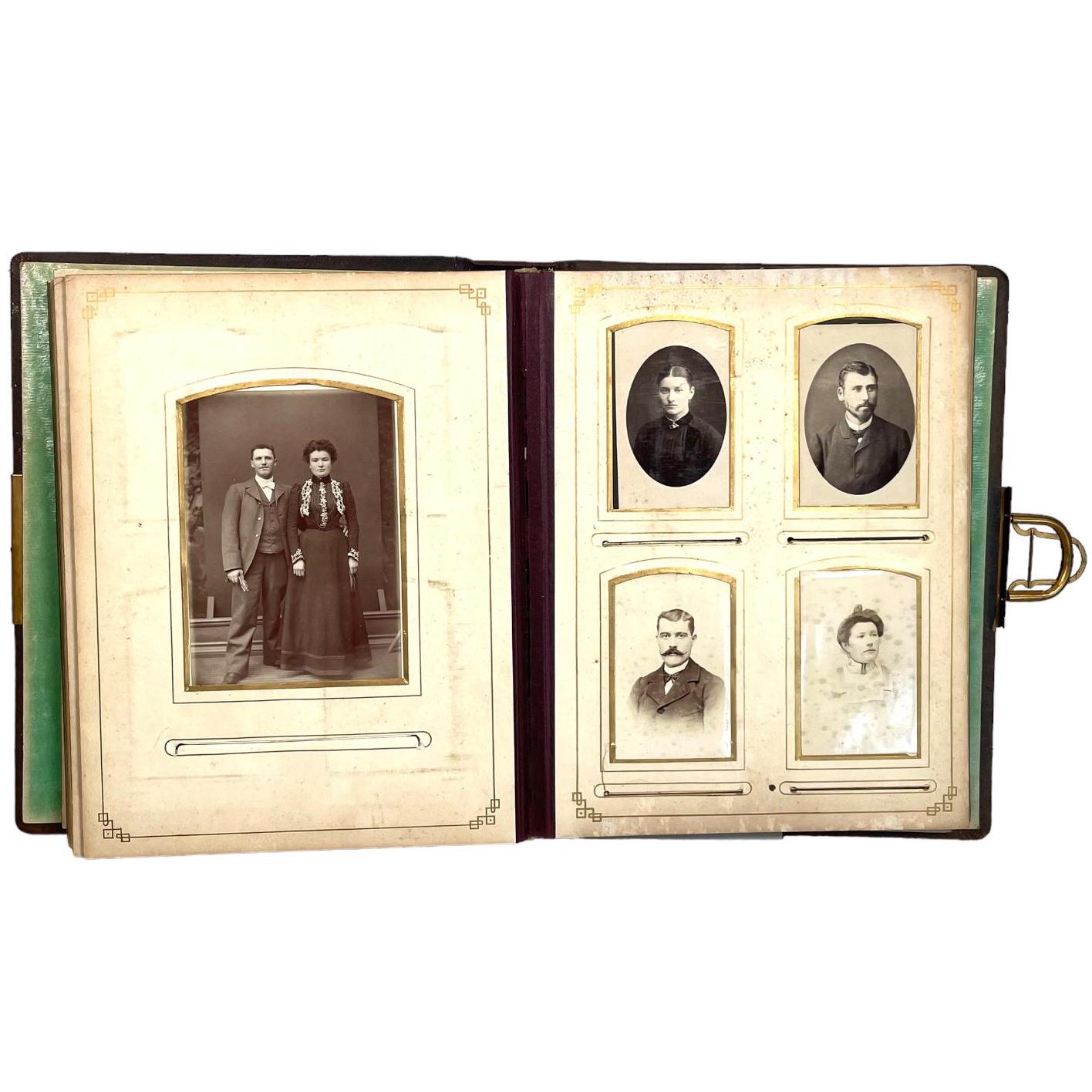 アンティーク雑貨 French Leather Album. Antique French Leather Bound Photo Album Frame Original French