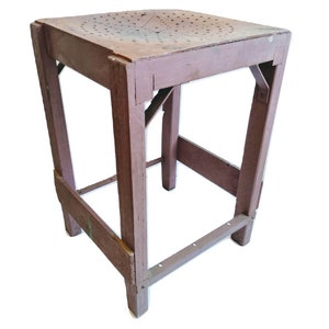 Vintage French Wooden Brown Natural Wood Home Made Medium Stool Chair Stand Display Rest Plinth Seating Prop Tabouret c1960-1970&#39;s / EVE
